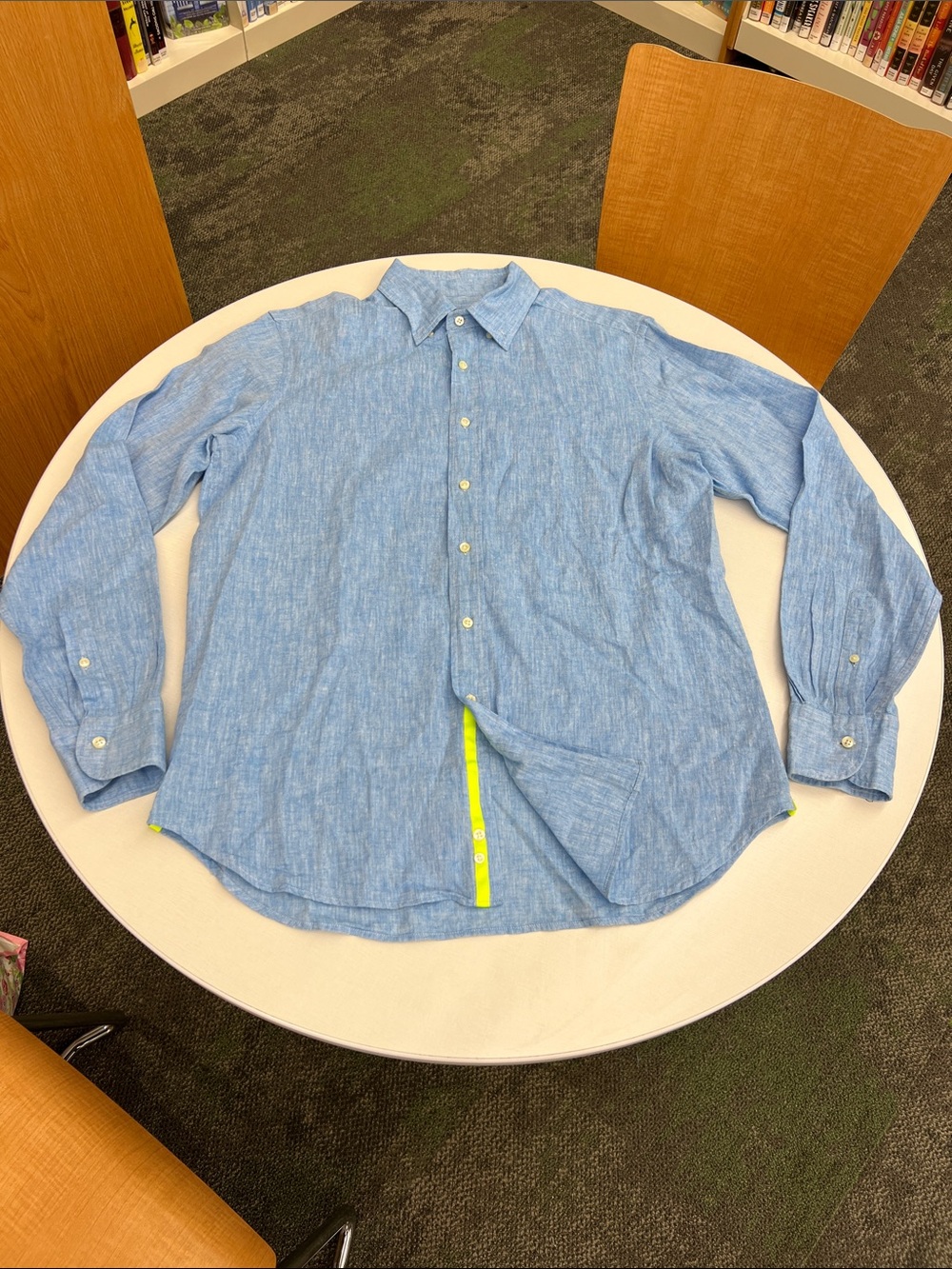 GMF 965 linen blend long sleeve button down collared shirt 40 15 3/4
